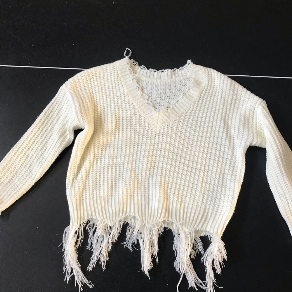 white cropped sweater